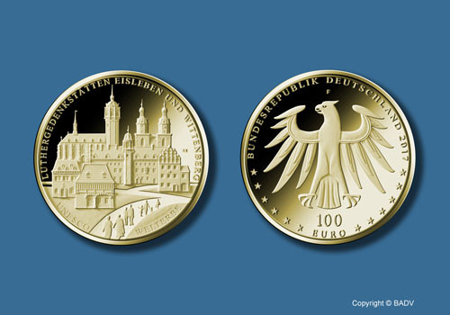 100 Euro Deutschland Luthergedenkstätten Prägestätte A 2017 1/2 oz