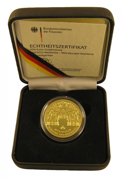 100 Euro Deutschland Wuerzburg Prägestätte D, F, G oder J 2010 1/2 oz