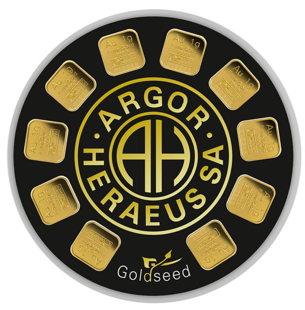 Goldbarren Argor-Heraeus Dispenser 10 mal 1 g