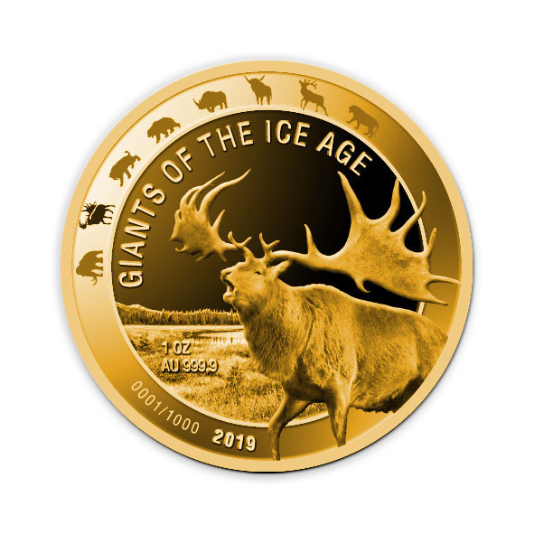 Ghana - Giganten der Eiszeit - Riesenhirsch 1 oz Gold 2019