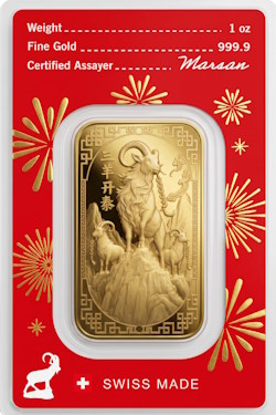 Goldbarren Argor-Heraeus Lunar Ziege 2027 - 1 oz