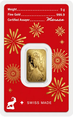Goldbarren Argor-Heraeus Lunar Ziege 2027 - 5 g
