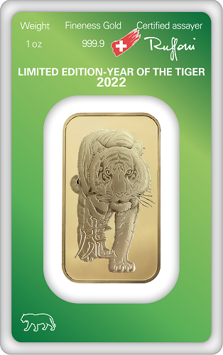 Goldbarren Argor-Heraeus Lunar Tiger 2022 - 1 oz