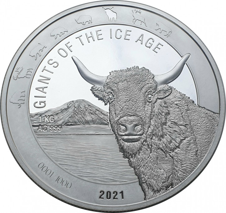 Ghana - Giganten der Eiszeit - Auerochse 1 kg Silber 2021