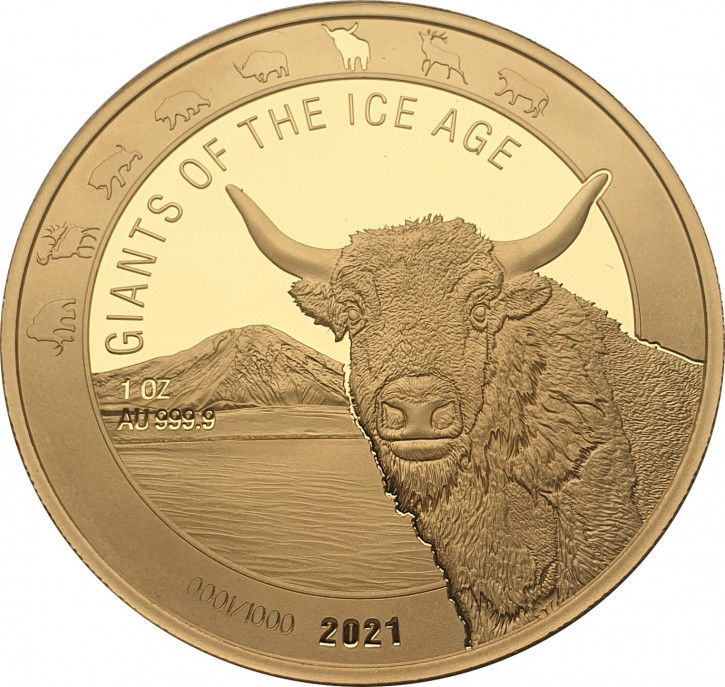 Ghana - Giganten der Eiszeit - Auerochse 1 oz Gold 2021