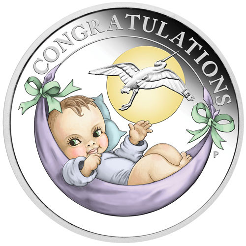 New born baby Silber 1/2 oz polierte Platte 2019