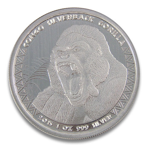 Congo Silverback Gorilla prooflike Silber 1 oz 2015