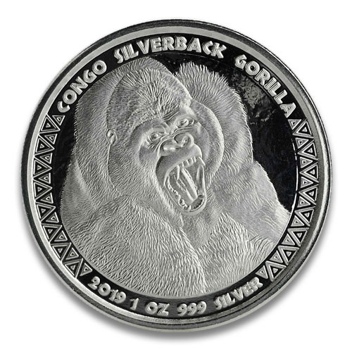 Congo Silverback Gorilla prooflike Silber 1 oz 2019