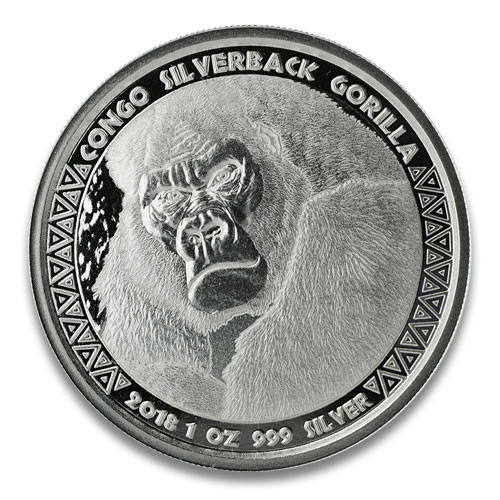 Congo Silverback Gorilla prooflike Silber 1 oz 2018