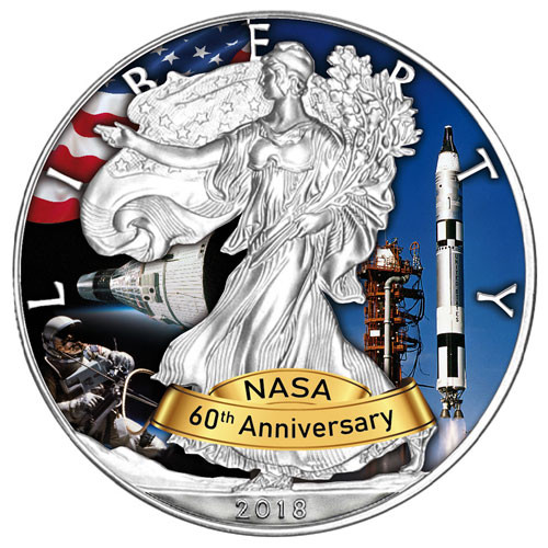 American Eagle 2018 - 60 Jahre NASA - Gemini - Silber coloriert 1 oz