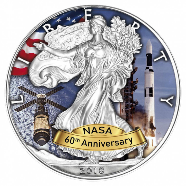 American Eagle 2018 - 60 Jahre NASA - Skylab - Silber coloriert 1 oz