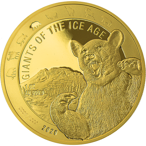 Ghana - Giganten der Eiszeit - Höhlenbär 1 oz Gold 2020