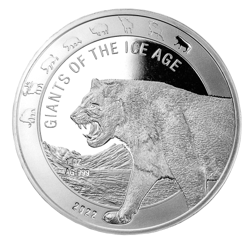 Ghana - Giganten der Eiszeit - Höhlenlöwe 1 oz Silber 2022