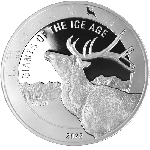 Ghana - Giganten der Eiszeit - Rentier 1 oz Silber 2022