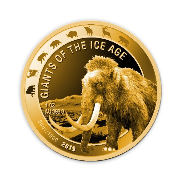 Ghana - Giganten der Eiszeit - Wollmammut 1 oz Gold 2019