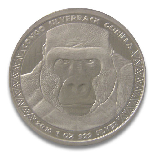 Congo Silverback Gorilla prooflike Silber 1 oz 2016