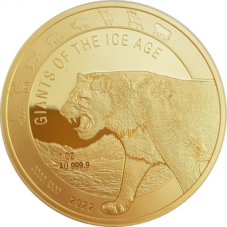 Ghana - Giganten der Eiszeit - Höhlenlöwe 1 oz Gold 2022