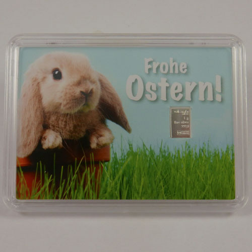 Silberbarren Valcambi 1 g - Ostern - Osterhase