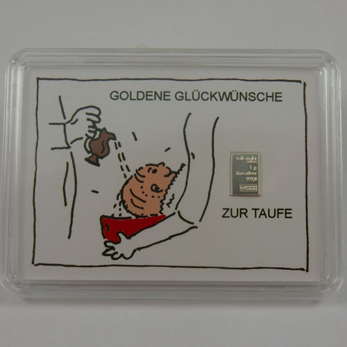 Silberbarren Valcambi 1 g - Taufe - Zur Taufe