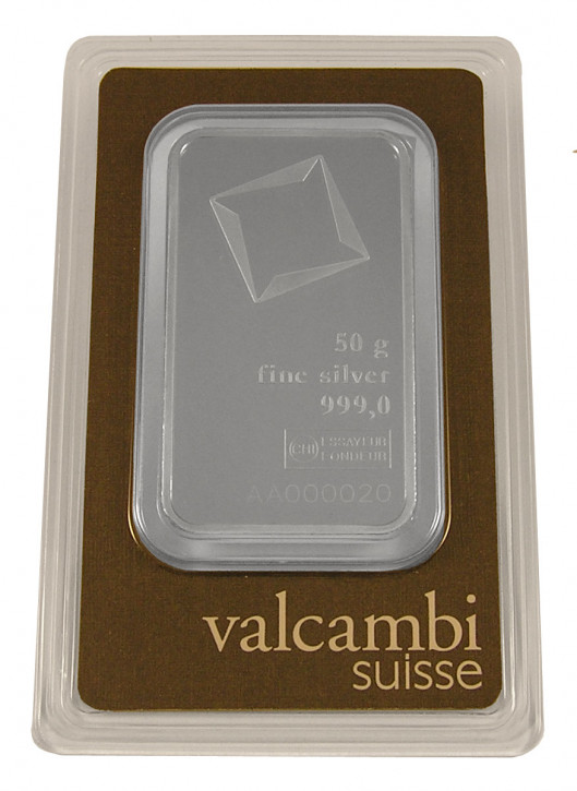 Silberbarren Valcambi 50 g