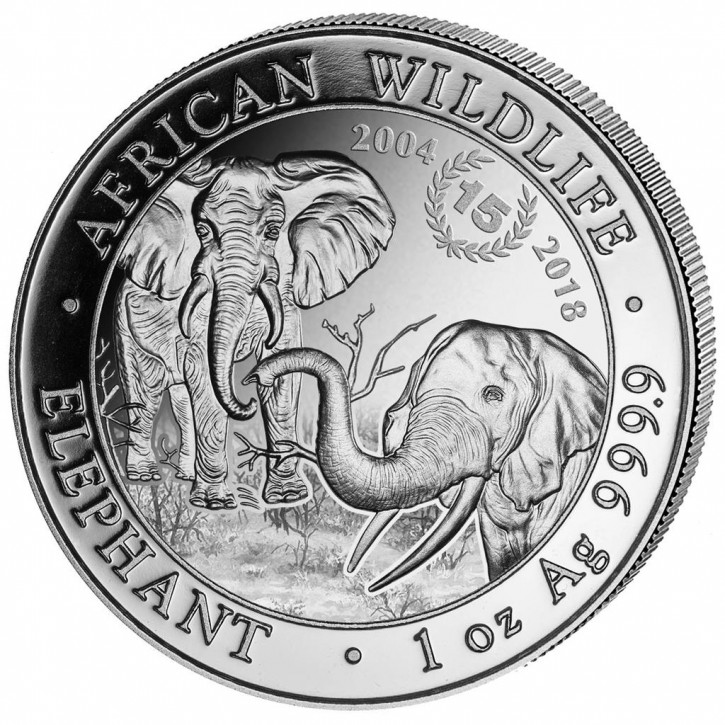 Somalia Elefant Silber 1 oz 2018 - 15 Jahre