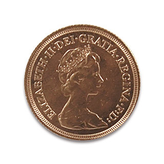 Sovereign 1 Pfund Elisabeth II Krone im Haar jung