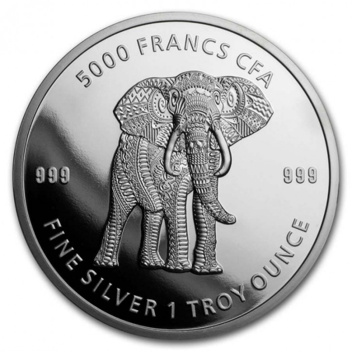 Mandala Elefant Tschad 2019 Silber 1 oz