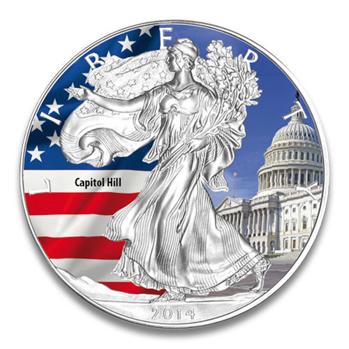 American Eagle 2014 Capitol Hill Silber coloriert 1 oz