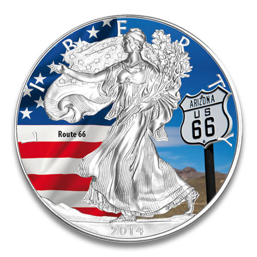 American Eagle 2014 Route 66 Silber coloriert 1 oz