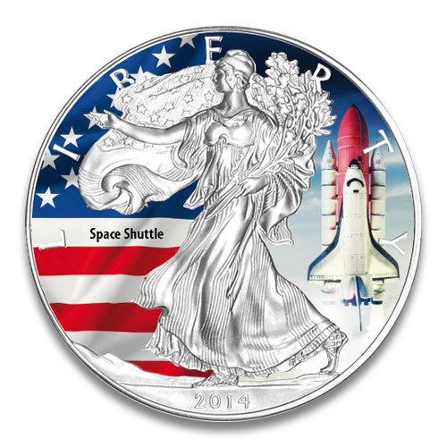American Eagle 2014 Space Shuttle Silber coloriert 1 oz