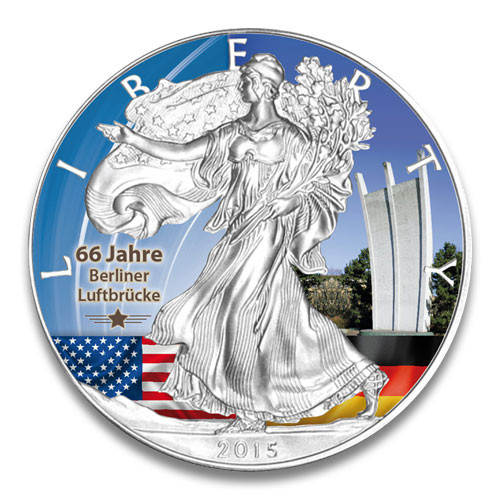 American Eagle 2015 Denkmal Luftbrücke Silber coloriert 1 oz