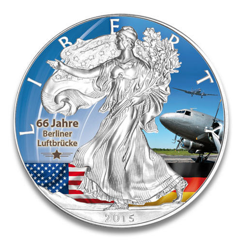 American Eagle 2015 Rosinenbomber Silber coloriert 1 oz