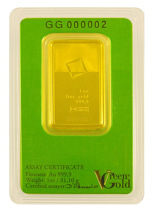 Goldbarren Valcambi Green Gold 1 oz