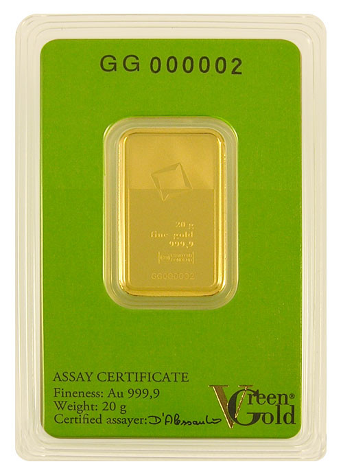 Goldbarren Valcambi Green Gold 20 g