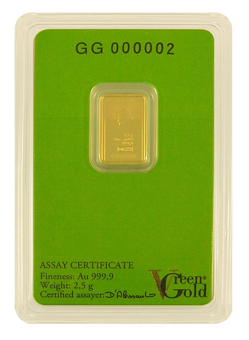 Goldbarren Valcambi Green Gold 2,5 g