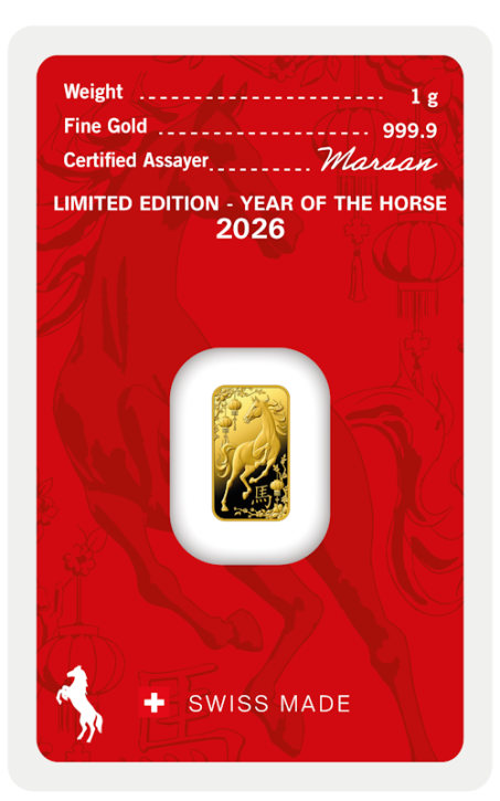 Goldbarren Argor-Heraeus Lunar Pferd 2026 - 1 g