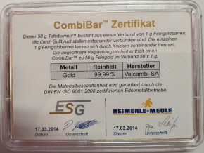 Goldtafelbarren Valcambi / ESG 50g