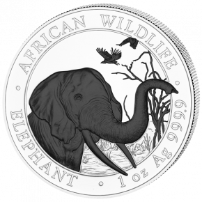 2 x Somalia Elefant Black and White Silber 1 oz 2018