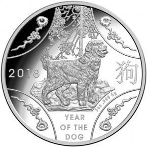 RAM Lunar Hund 2018 Silber 5 oz polierte Platte