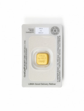 Goldbarren C. Hafner gegossen 1 oz