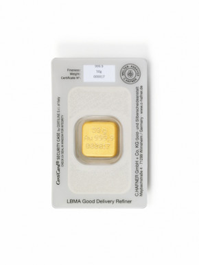 Goldbarren C. Hafner gegossen 50 g