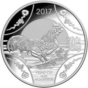 RAM Lunar Hahn 2017 Silber 1 kg polierte Platte