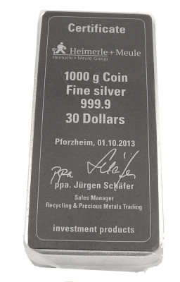 Münzbarren Cook Island 1 kg 2012 gegossen