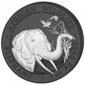 2 x Somalia Elefant Black and White Silber 1 oz 2018