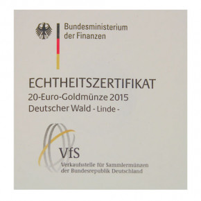 20 Euro Deutscher Wald - Linde 2015 Prägestätte D, F, G oder J 1/8 oz