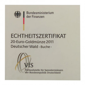20 Euro Deutscher Wald - Buche 2011 Prägestätte D, F, G oder J 1/8 oz