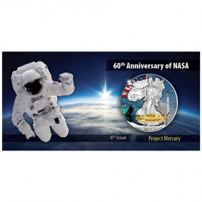American Eagle 2018 - 60 Jahre NASA - Mercury - Silber coloriert 1 oz