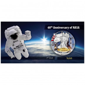 American Eagle 2018 - 60 Jahre NASA - Skylab - Silber coloriert 1 oz