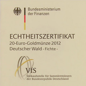 20 Euro Deutscher Wald - Fichte 2012 Prägestätte A 1/8 oz