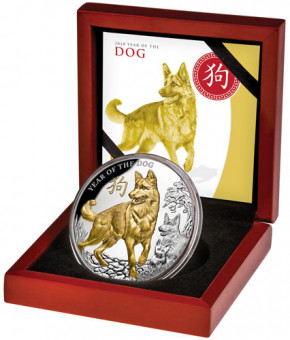 Niue - Jahr des Hundes 2018 - 5 oz Silber vergoldet
